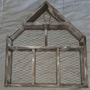Vintage-Style Brown Wall Shelf with Wire Backing